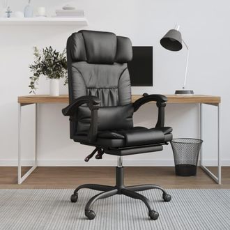 vidaXL Silla De Oficina Reclinable Cuero Sint&eacute;tico Negro Vidaxl
