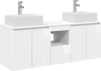 vidaXL Juego De Muebles De Ba&ntilde;o 3 Uds. Blanco Brillante Vidaxl