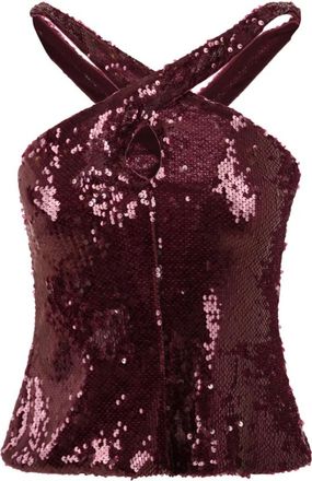 Akep Top in Pailettes - Dames - Tops zonder mouwen - Rood - S - Polyester - Tops