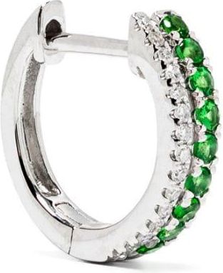 Roxanne First 14kt white gold Row garnet single earrings - women - Garnet/Diamond/14kt White Gold - One Size - Silver