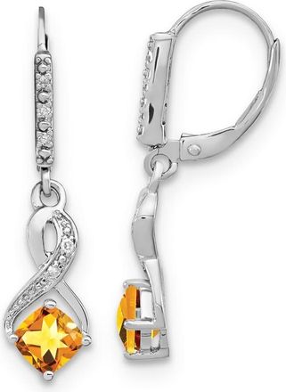 Diamond2Deal Sterling Silver Citrine & Diamond Drop Dangle Earrings
