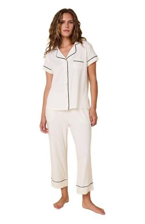 The Cats Pajamas Pima Knit Capri Set in Ivory at Nordstrom, Size X-Small