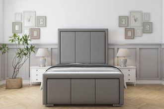 Sloomy Lancaster Dumfries Frame-Mattress - 50 Upholstered Headboard in Light Grey | Size: Super King