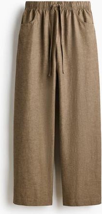 H&M Straight Drawstring Trousers in Dark Beige at Nordstrom, Size Xx-Small