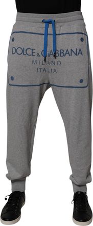 Dolce & Gabbana Gray Logo Cotton Men Jogger SweatMens Mens Pants (Pre-Owned)