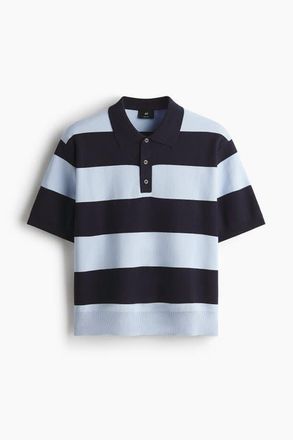 H&M Regular Fit Polo Shirt in Navy Blue/striped at Nordstrom, Size Xxx-Large