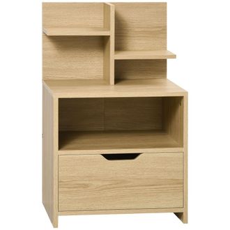 HOMCOM Mesilla de noche 45x35x73 cm madera natural