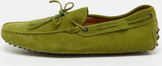 Tod's Tods Green Suede Bow Slip On Loafers