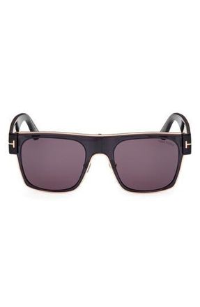 Tom Ford Edwin 54mm Square Sunglasses in Rose Gold Grey Black /T Logo at Nordstrom Rack