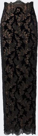 Costarellos Latta embellished velvet and lace maxi skirt