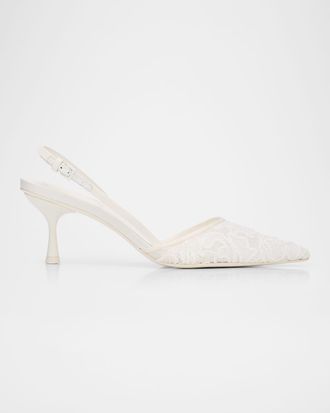 SIMKHAI 65mm Dylan Lace Slingback Pumps