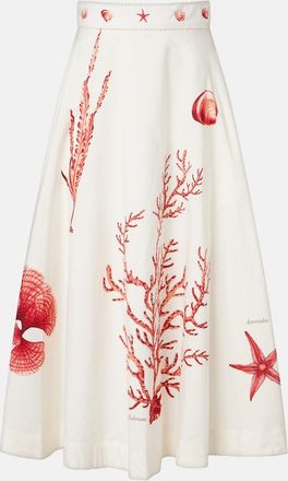 Agua Bendita Tangelo printed cotton midi skirt
