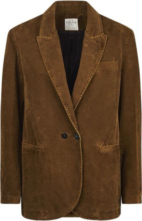 Forte_Forte Geflockt Katoenen Doublebreasted Jas - Dames - Blazers - Bruin - S - Katoen - Jassen