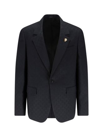 Gucci Blazer Monopetto In Misto Lana Gg