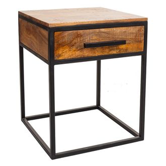Wanderlust Deco Mesita De Madera Y Metal Marr&oacute;n 61x61x57