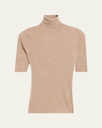 SPRWMN Rib-Knit Cashmere Turtleneck Top