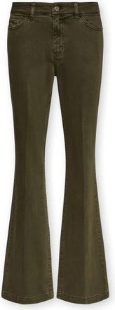 Elena Miro Flarebroek van gemengd katoenen keper - Dames - Flared Jeans - Groen - L - Katoen - Jeans