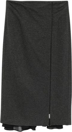 Semicouture Topaz Midi Rok - Dames - Midirokken - Grijs - M - Leer - Rokken