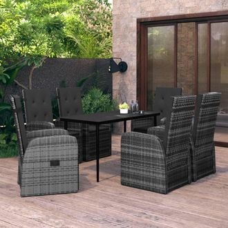 vidaXL Juego De Comedor De Jard&iacute;n 7 Piezas Con Cojines Gris Vidaxl