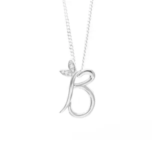 Say It With Winged Diamond Initial Necklace - Sterling Silver - B/18 | Size: 18 inches