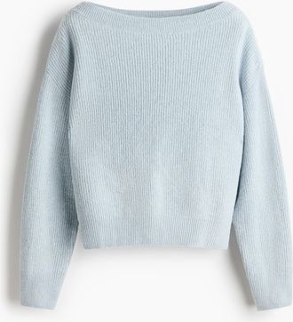 H&M Oversized Pullover mit U-Boot-Ausschnitt - Blue