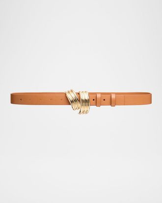 Brandon Maxwell Edythe Swirl Leather Belt