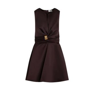 Elisabetta Franchi Short Dresses, female, Brown, Size: XL Duchesse Mini Dress