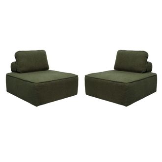 Sweeek Sof&aacute; modular en tejido borreguito, 2 plazas, verde kaki