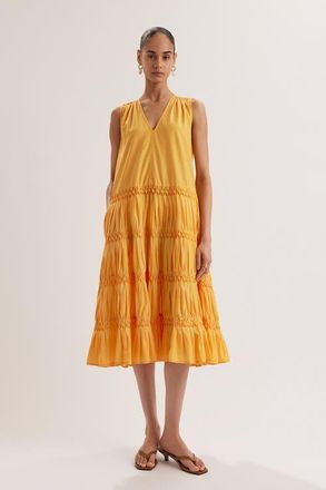 Merlette Wallis Smocked Dress in Marigold at Nordstrom, Size Xx-Small