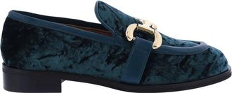 Paris Punk Fluweel Groene Schoenen - Dames - Loafers - Groen - 40 EU - Schoenen
