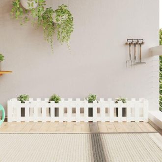 vidaXL Vidaxl - Garden Raised Bed with Fence Design White 200x30x30 cm Solid Wood Pine