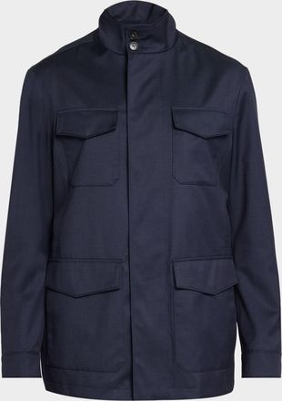 Canali Men & apos;s Flap Pocket Full-Zip Field Jacket