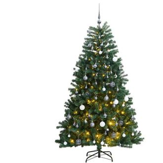 vidaXL &Aacute;rbol De Navidad Artificial Con Bisagras 300 Led Y Bolas 210 Cm Vidaxl