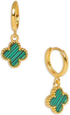 Saachi Clover Charm Huggie Earrings in Green at Nordstrom Rack