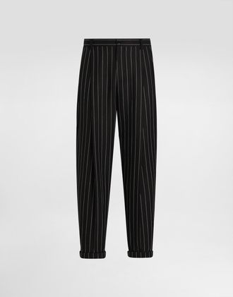 Dolce & Gabbana Pinstripe Linen-blend Pants With Double Darts - Man Pants And Shorts Multi-colored 46