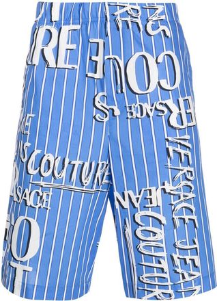 Versace Jeans Couture logo-print cotton shorts - men - Cotton/Cotton - 46 - Blue