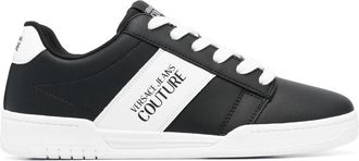 Versace Jeans Couture logo print contrasting low-top sneakers - men - Calf Leather/Rubber/Fabric/Calf Leather - 40.5 - Black