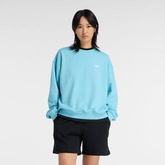 New Balance Mujer Sport Essentials French Terry Crew en Azul, Vell&oacute;n de algod&oacute;n, Talla XL