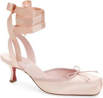 Christian Louboutin Cassia Lace-Up Slingback Pump in P637 Poupee/Lin Poupee at Nordstrom, Size 7.5Us