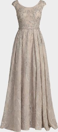 Mac Duggal Beaded Embellished Tulle A-Line Gown