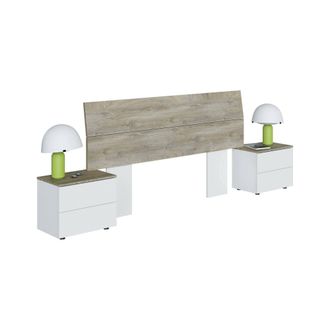 Dmora Cabecero De Cama Coyle, Atr&aacute;s, Cabecero De Dormitorio, Reposacabezas, 176x6 H54 Cm, Blanco Y Roble - Dmora