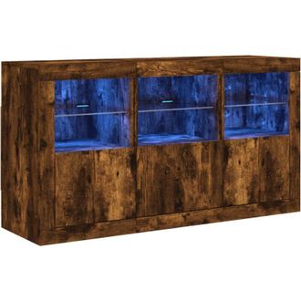 vidaXL Vidaxl - Aparador Con Luces Led Roble Ahumado 123x37x67 Cm