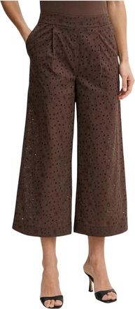 Twinset Wijde Broek - Dames - Vrijetijds broeken - Bruin - M - Katoen - Broeken
