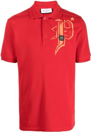 Philipp Plein Skull & Bones jersey polo shirt - men - Polyester/Cotton/Elastane - XXXXL - Red