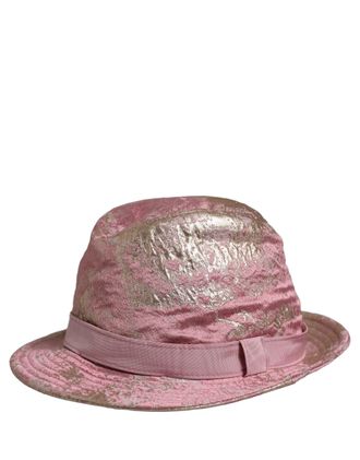 Dolce & Gabbana HAT10020 Metallic Jacquard Monogram Bucket Hat - Pink