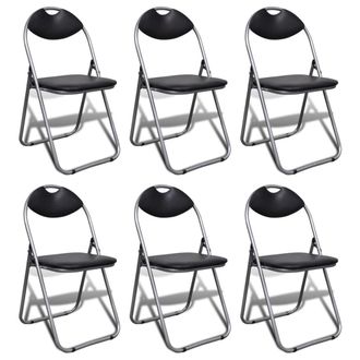 vidaXL Vidaxl - Sillas De Comedor Plegables 2 Uds Cuero Sint&eacute;tico Y Acero Negro