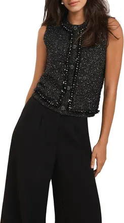 Mint Velvet Embellished Sleeveless Top in Black at Nordstrom, Size X-Large