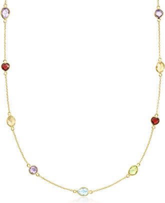 Ross-Simons Multi-Gemstone Station Necklace in 18kt Gold Over Sterling