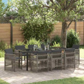 vidaXL Conjunto De Comedor De Jard&iacute;n 9 Pcs Gris Vidaxl
