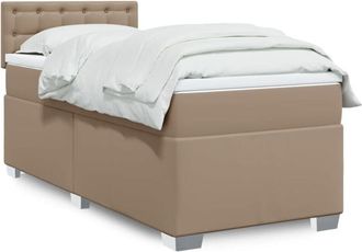 vidaXL Vidaxl - Cama Box Spring Con Colch&oacute;n Cuero Sint&eacute;tico Capuchino 80x200 Cm